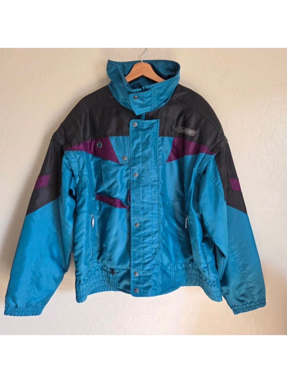 Spyder Vintage 90's Convertible Ski Jacket Vest Teal Sz Mens XL Retro Colorblock